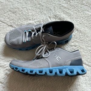 On Cloud X Alloy Niagara Grey Aqua Blue Men's Size 7 Athletic Running Shoes